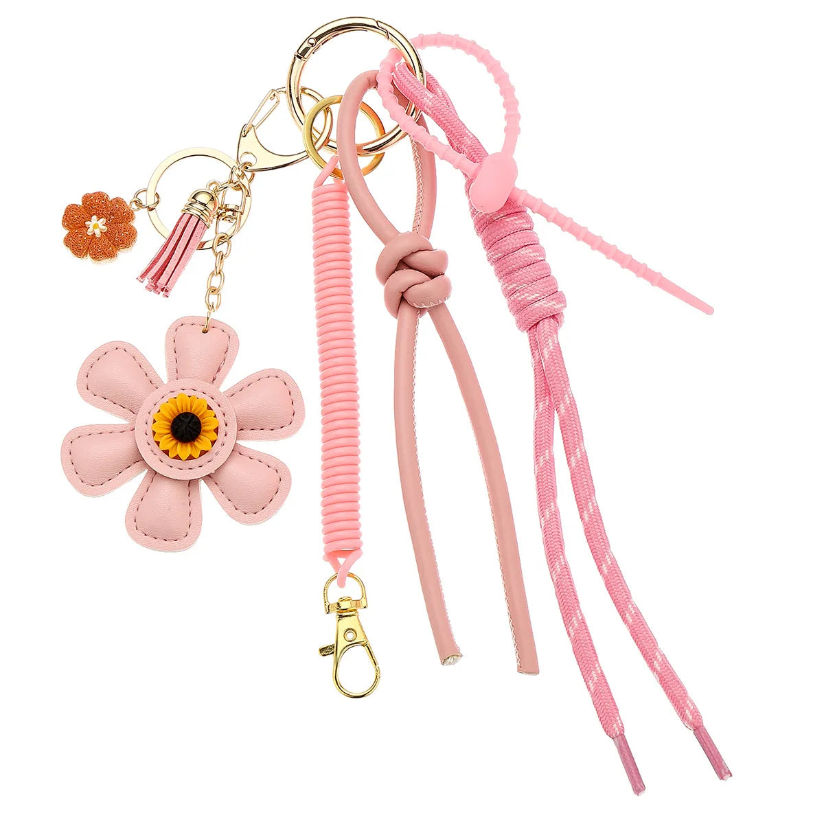 New In Leather Sunflower Bag Charms Fashionable Pendant Of Bag Braided Rope Woman Keychain Accessories Gift Wholesale – Rose