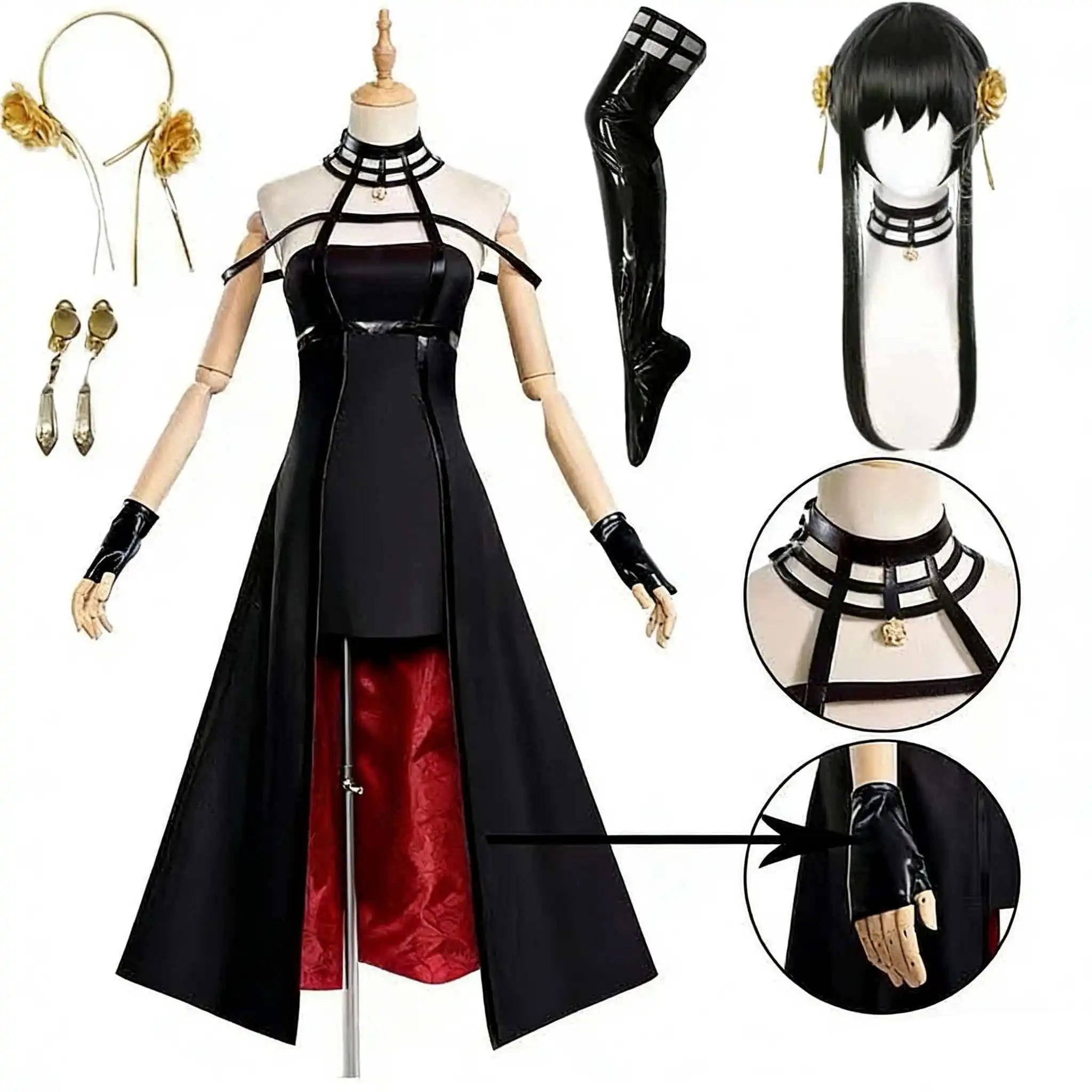 Costume Cosplay Yor Forger – Spy x Family – Robe Noire – vue 11 | BubuKawaii