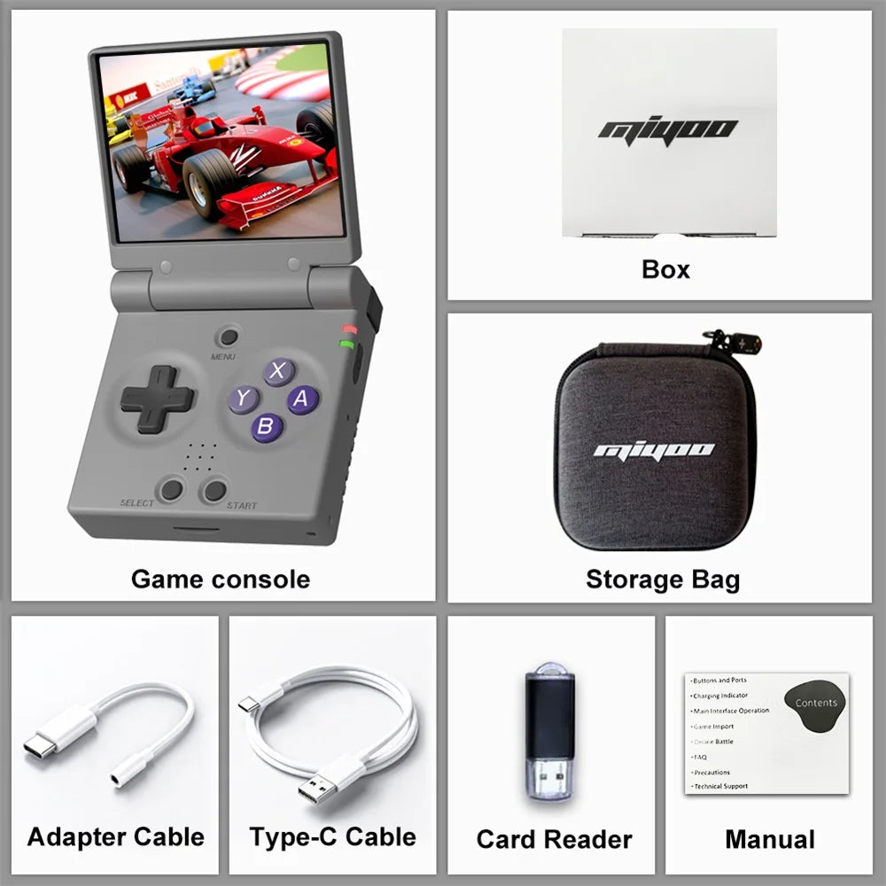 MIYOO Mini Flip Retro Handheld Game Console With New Hinge 2.8''IPS Screen Portable… – Gris 64G / 64G – vue 10 | BubuKawaii
