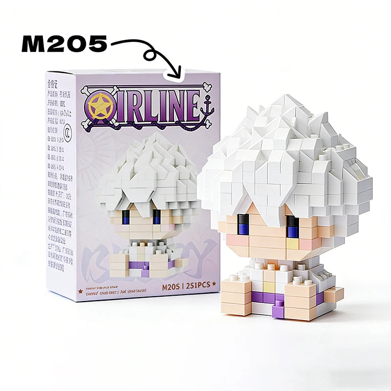 Mon Bubu Kawaii – Micro Blocs de Construction One Piece – Personnages Anime (Chopper, Zoro, Robin, Buggy)