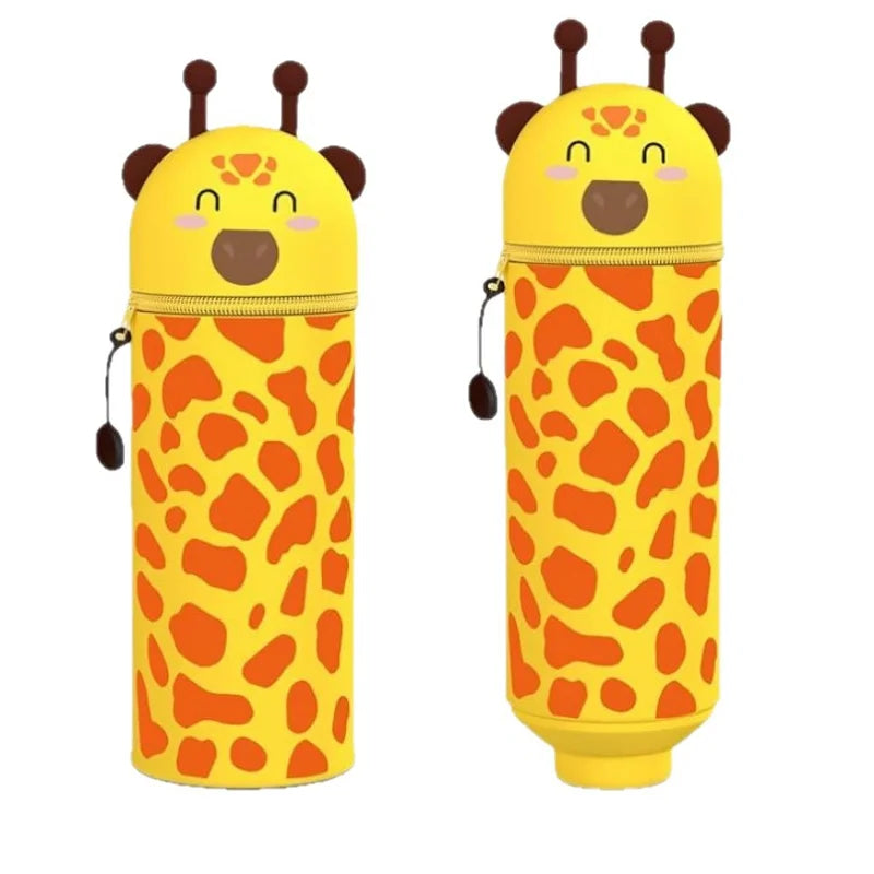 1PCS Kawaii Animals Silicone Telescoping Pencil Case Student Large Capacity Stationery Bag… – Girafe – vue 4 | BubuKawaii