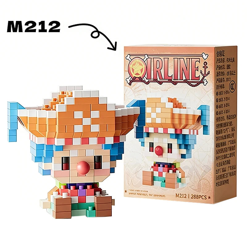 Mon Bubu Kawaii – Micro Blocs de Construction One Piece – Personnages Anime (Chopper, Zoro, Robin, Buggy)