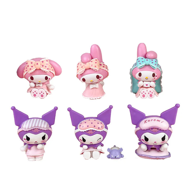 Pyjama Sanrio Kuromi My Melody, boîte mystère, figurine anime kawaii mignonne, jouet de collection pour filles,…