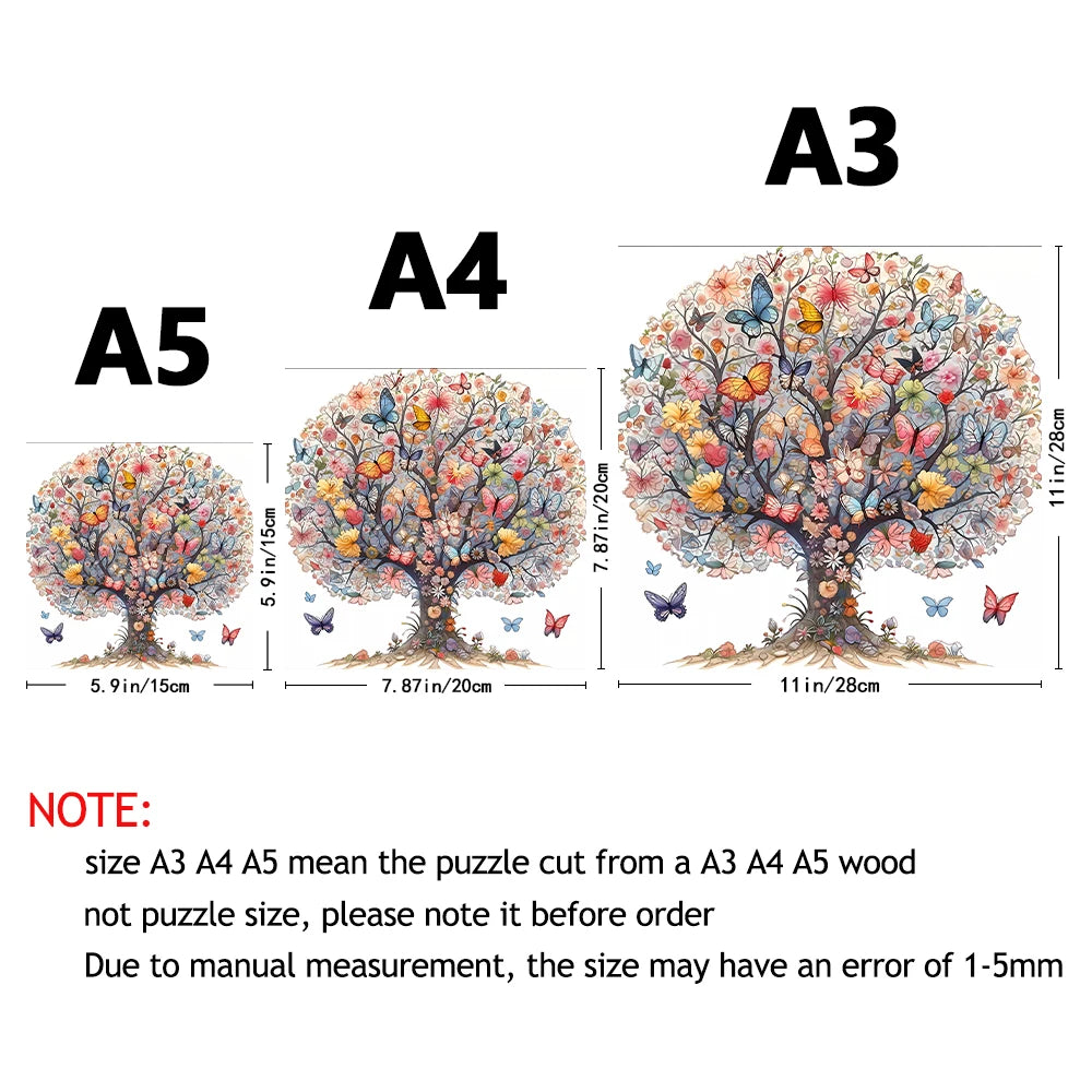 Tree of Life Creative Wooden Puzzle - Irregular fragmented wooden toys - Handmade decorations -… – vue 4 | BubuKawaii