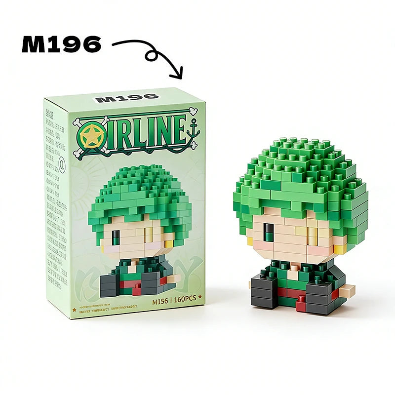 Mon Bubu Kawaii – Micro Blocs de Construction One Piece – Personnages Anime (Chopper, Zoro, Robin, Buggy)