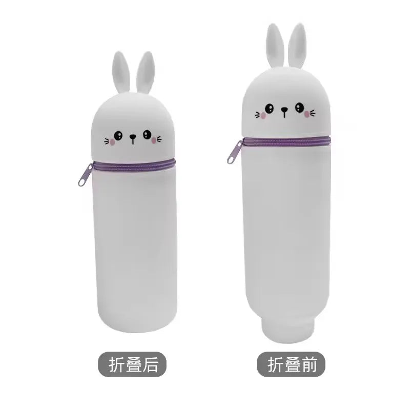 1PCS Kawaii Animals Silicone Telescoping Pencil Case Student Large Capacity Stationery Bag… – Lapin – vue 6 | BubuKawaii