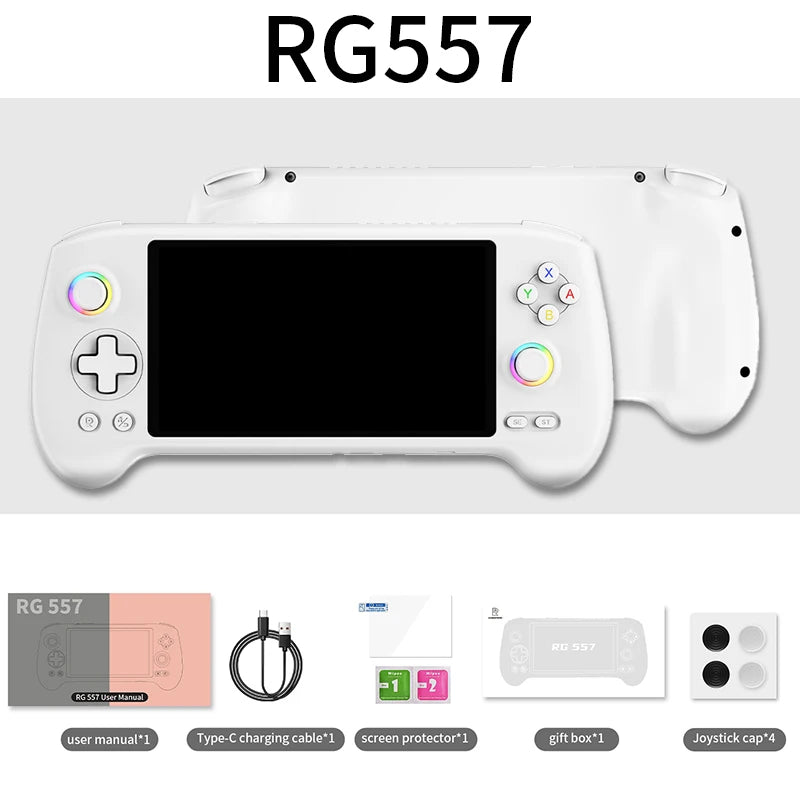 RG557 Handheld Game Console 5.48 Inch AMOLED Screen Size Android 14 Bluetooth 5.3 WIFI 5500mah PSP PS2 Boy Gift – Blanc 12G…