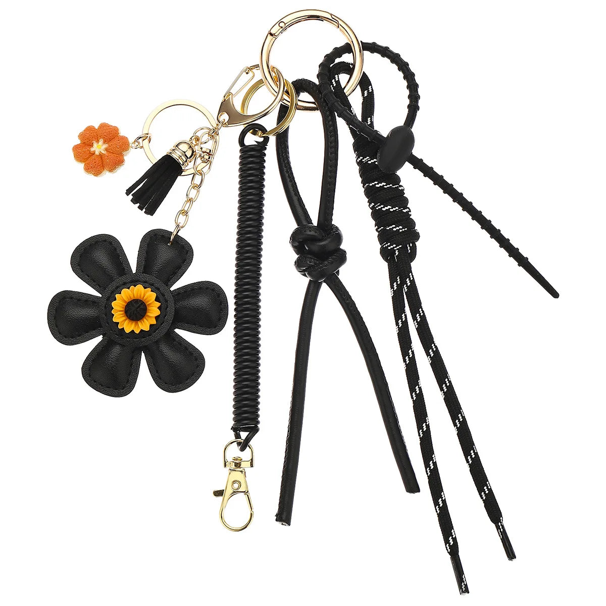 New In Leather Sunflower Bag Charms Fashionable Pendant Of Bag Braided Rope Woman Keychain Accessories Gift Wholesale – Noir