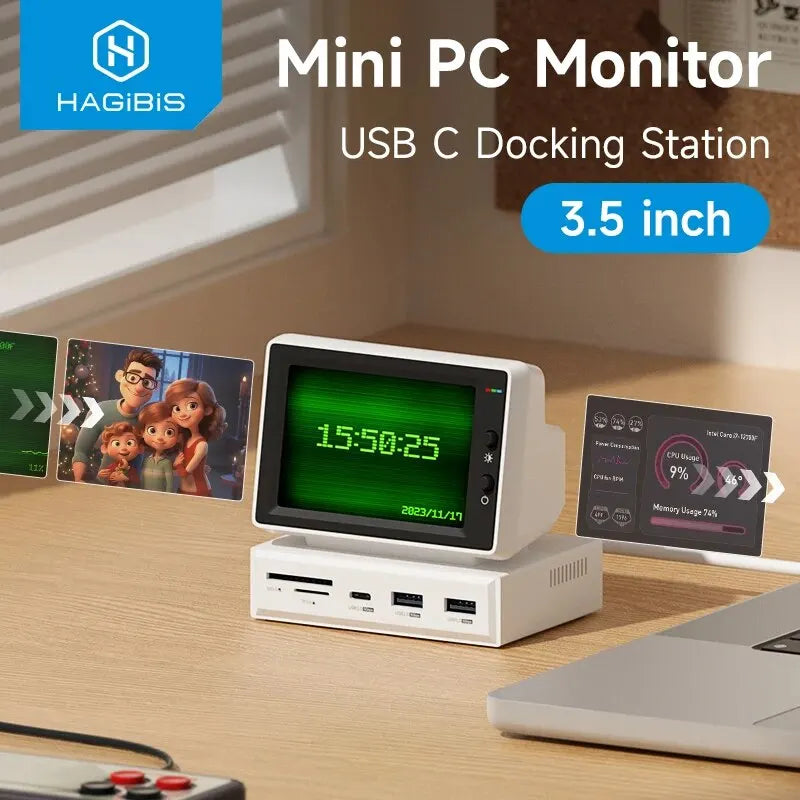 Hagibis 3.5inch IPS Mini Screen AIDA64 Mini PC CPU RAM HDD Data Monitor Display Sub Screen with USB C Hub for… | BubuKawaii