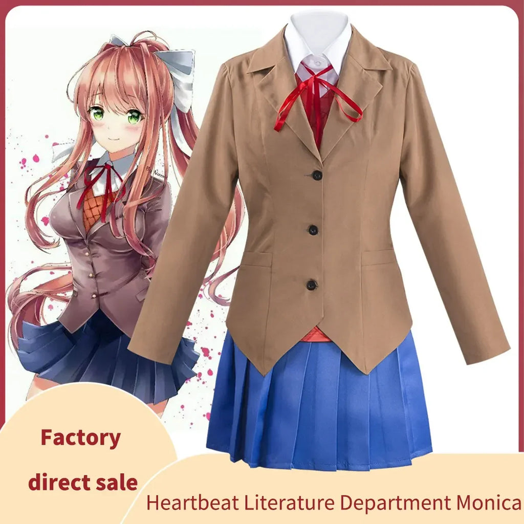 Anime Doki Doki Literature Club Monika Cosplay Costumes Sayori Yuri Natsuki Halloween Costumes for… – vue 4 | BubuKawaii