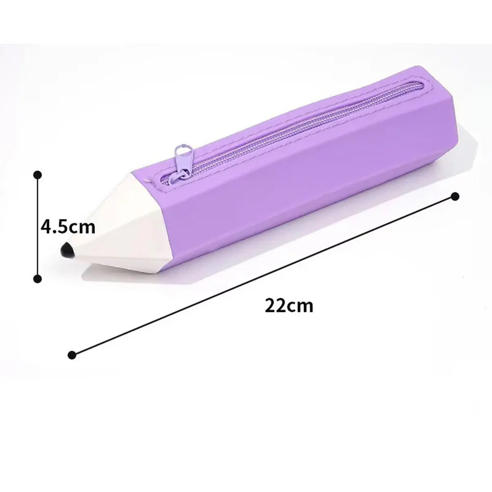 Kawaii Pencil-Shaped Silicone Pencil Case – Large Capacity
