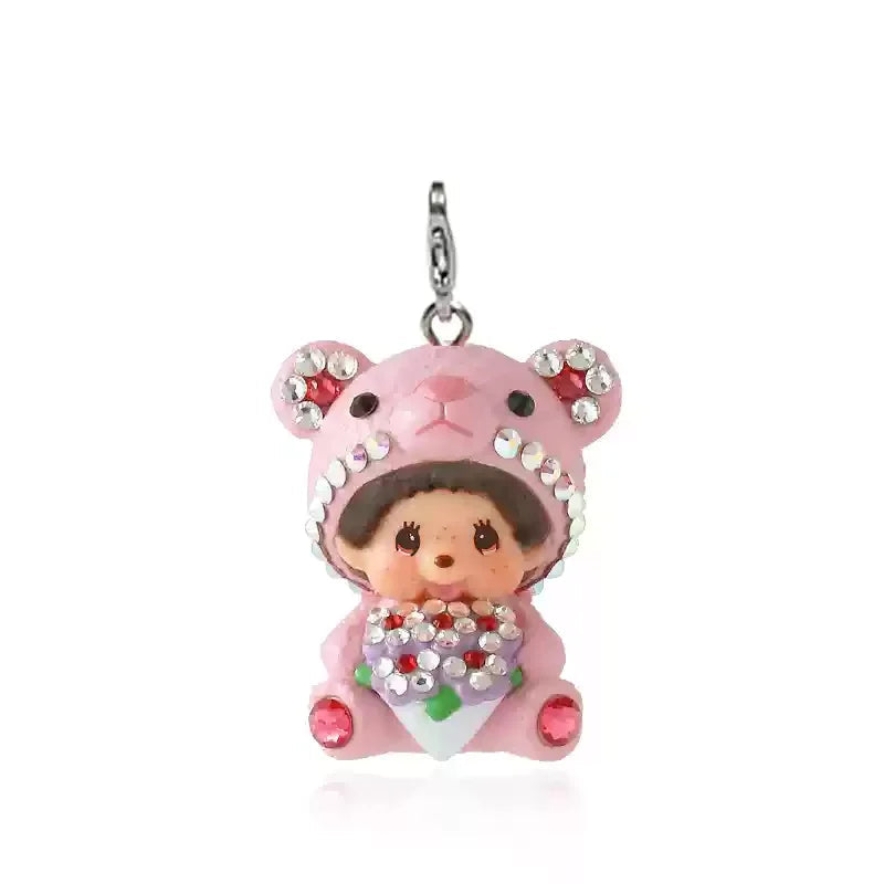 Monchhichi – pendentif mignon pour sac d'école, porte-clés, décoration de téléphone portable, ornements Anime, jouet…