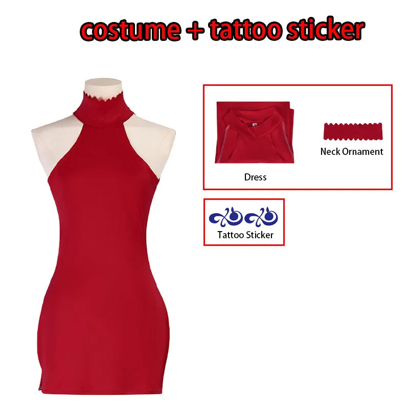 Anime Nami Cosplay Costume Nami Red Dress Unifrom Wig Transfer Tattoos Halloween Costume for Women Comic Con – costume