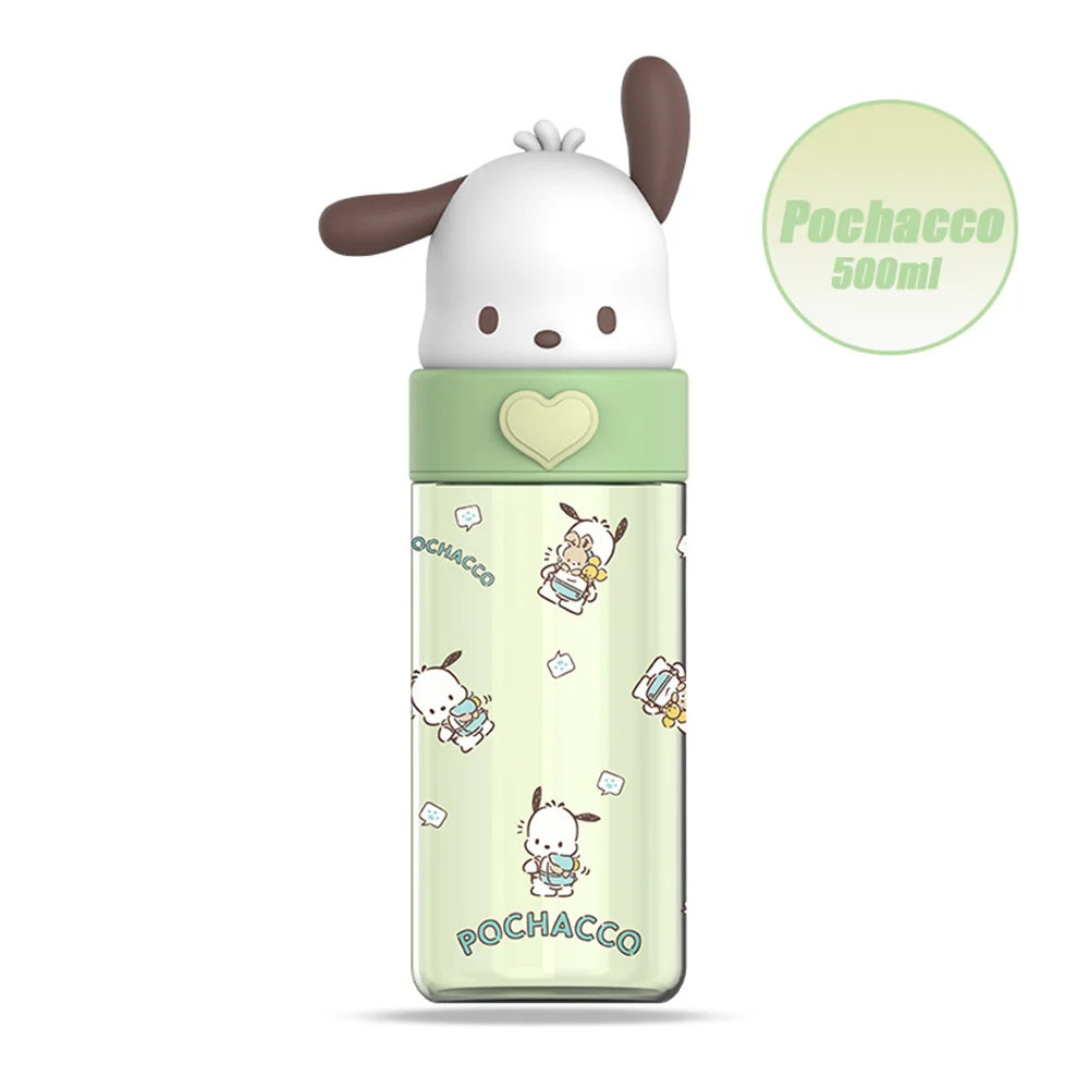 Kawaii Transparent Water Bottle 500ml – Hello Kitty & Friends