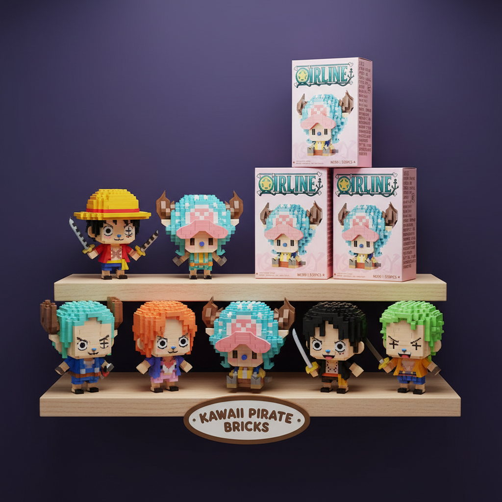 Mon Bubu Kawaii – Micro Blocs de Construction One Piece – Personnages Anime (Chopper, Zoro, Robin, Buggy)