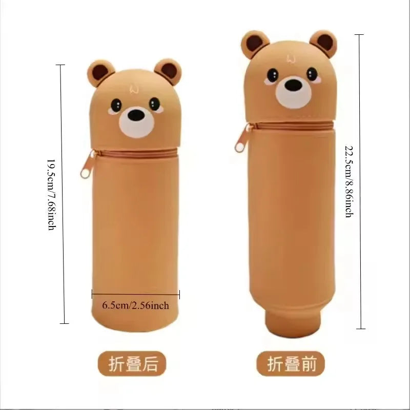 1PCS Kawaii Animals Silicone Telescoping Pencil Case Student Large Capacity Stationery Bag… – Ours – vue 5 | BubuKawaii