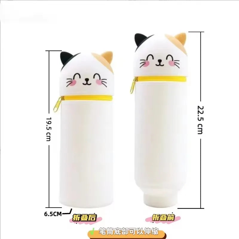 1PCS Kawaii Animals Silicone Telescoping Pencil Case Student Large Capacity Stationery Bag… – Chat – vue 15 | BubuKawaii