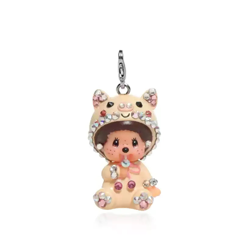 Monchhichi – pendentif mignon pour sac d'école, porte-clés, décoration de téléphone portable, ornements Anime, jouet…