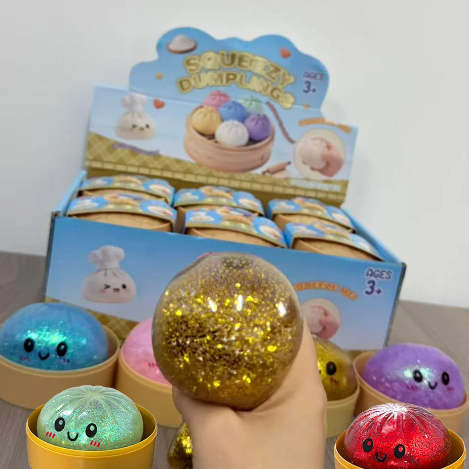 Glitter Dumpling Squishy Anti-Stress – Set of 1 to 12 Pieces