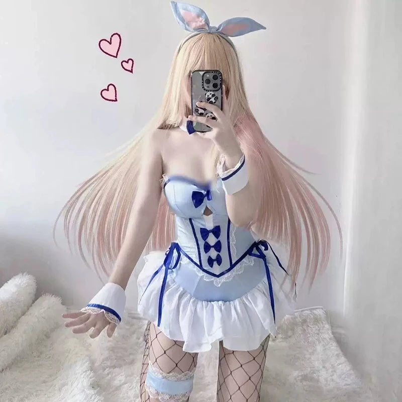 Anime My Dress Up Darling Kitagawa Marin Cosplay Costume Girl Blue Dress Cute Sexy Bunny Girl Uniform… – vue 4 | BubuKawaii