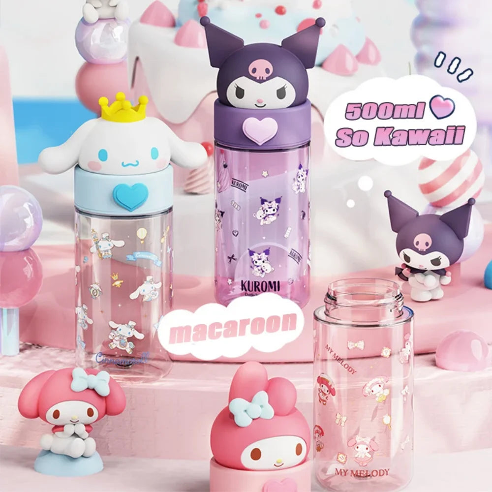 Kawaii Transparent Water Bottle 500ml – Hello Kitty & Friends