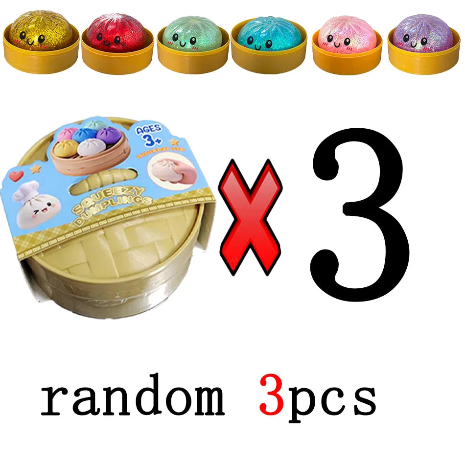 Squishy Dumpling Pailleté Anti-Stress – Coffret 1 à 12 pièces