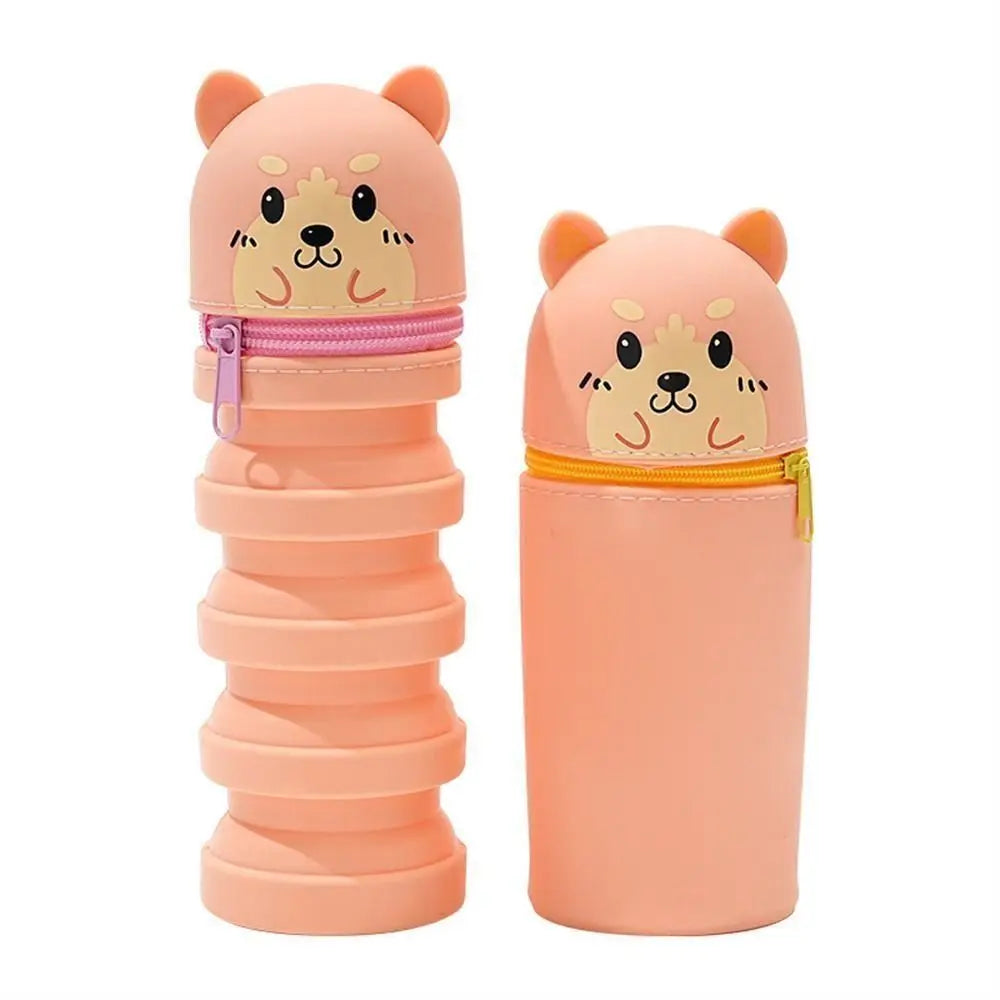 Cartoon Animal Foldable Silicone Pencil Case Flexible Desk Organizer Stationery Storage Bag Cute… – vue 3 | BubuKawaii