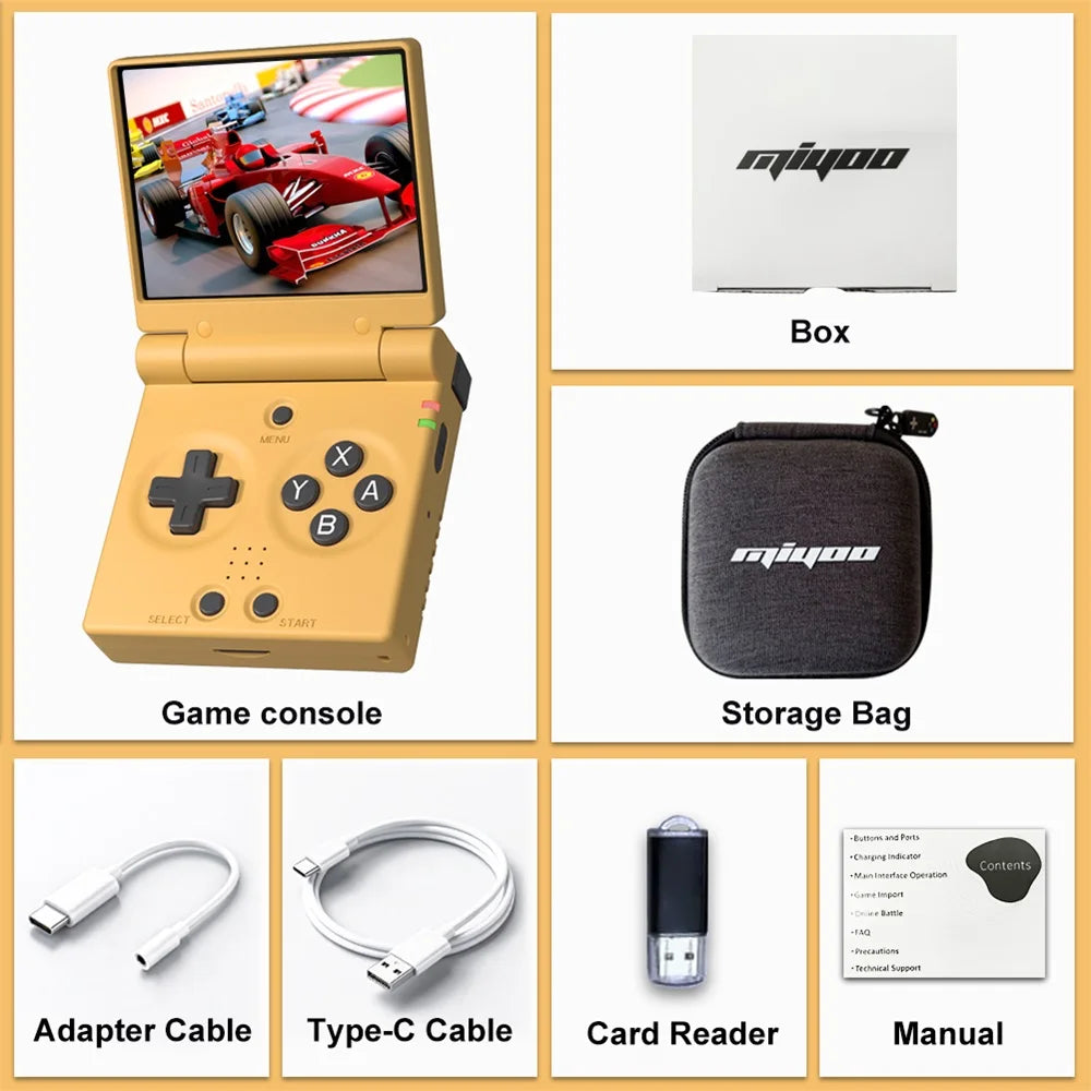 MIYOO Mini Flip Retro Handheld Game Console With New Hinge 2.8''IPS Screen Portable… – Jaune 64G / 64G – vue 9 | BubuKawaii