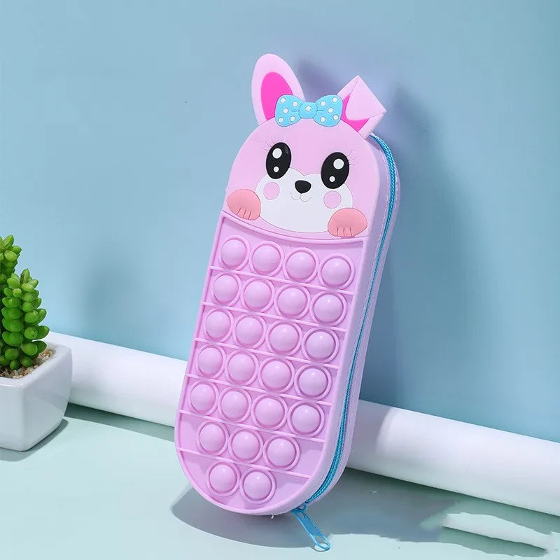 1Pc New Cartoon Silicone Pencil Case Pioneer of Rodent Eradication Stationery Storage Bag Decompression Stationery Box – d