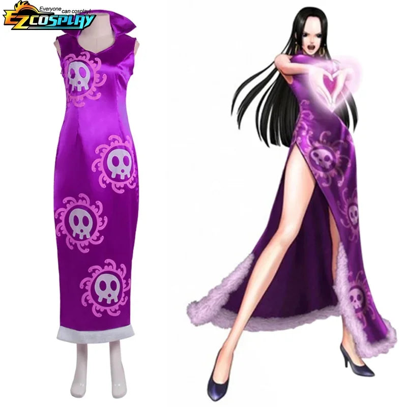 Queen Boa Hancock Cosplay Costume Anime Kimono Dress Cheongsam Cloak Women Halloween Carnival… – vue 3 | BubuKawaii