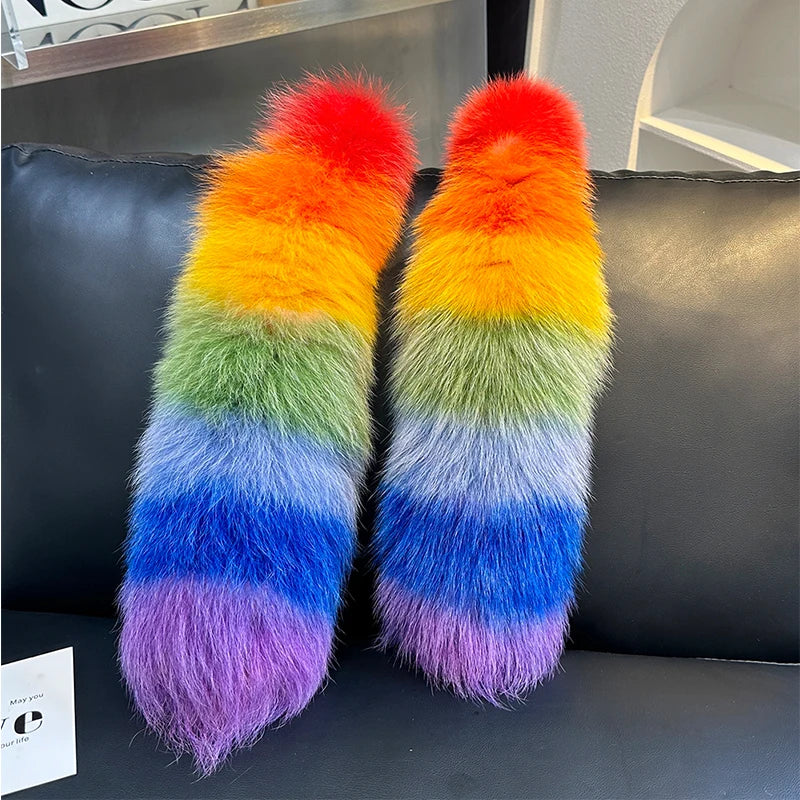 Huge Fluffy Faux Fur Fox Tail Keychain Bag Charms Therian Tail Fox Tail Keychain Fur Pendant Key Chain… – vue 2 | BubuKawaii