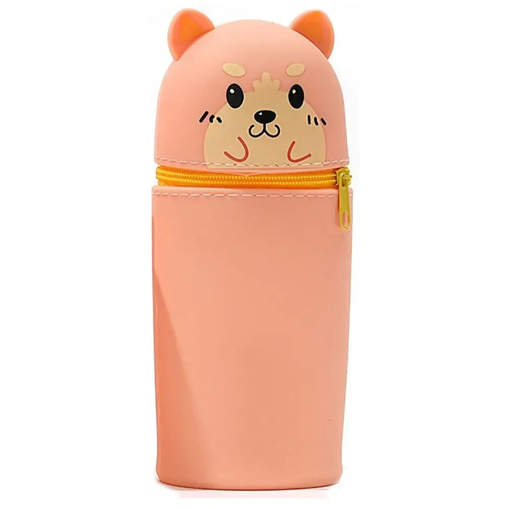 Cartoon Animal Foldable Silicone Pencil Case Flexible Desk Organizer Stationery Storage… – Chien droit – vue 14 | BubuKawaii