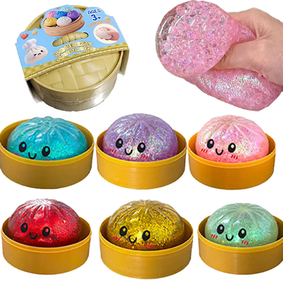 Glitter Dumpling Squishy Anti-Stress – Set of 1 to 12 Pieces