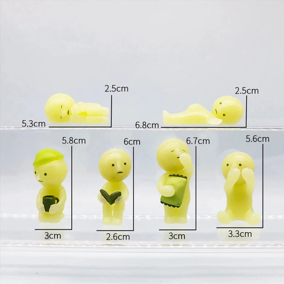 Yoga Room Series: Blind Box Figurine Surprise Gift Box with Multiple Luminous Green Dolls for Decorative Toy