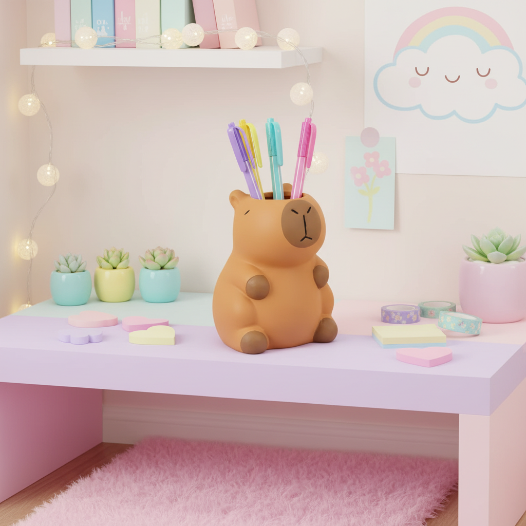Porte-Stylos Capybara Kawaii – Rangement Bureau – vue 2 | BubuKawaii