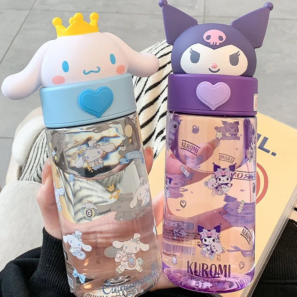 Kawaii Transparent Water Bottle 500ml – Hello Kitty & Friends
