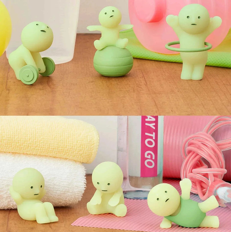 Yoga Room Series: Blind Box Figurine Surprise Gift Box with Multiple Luminous Green Dolls for Decorative Toy