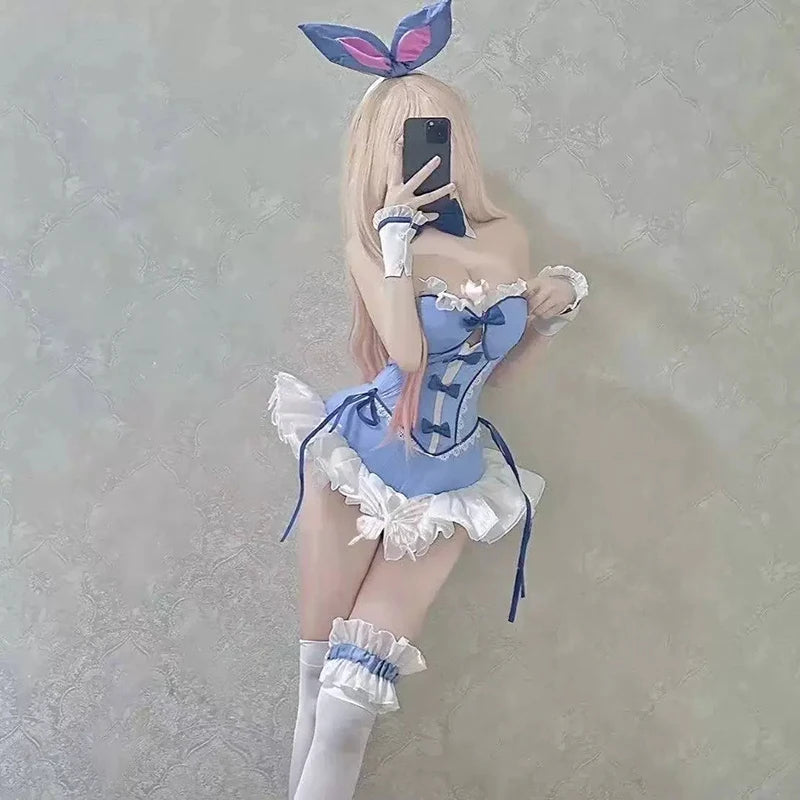 Anime My Dress Up Darling Kitagawa Marin Cosplay Costume Girl Blue Dress Cute Sexy Bunny Girl Uniform… – vue 2 | BubuKawaii
