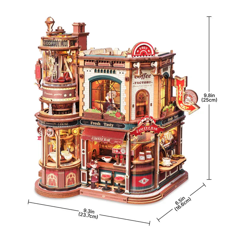 Dream Coffee Factory – Puzzle 3D en bois avec boîte à musique
