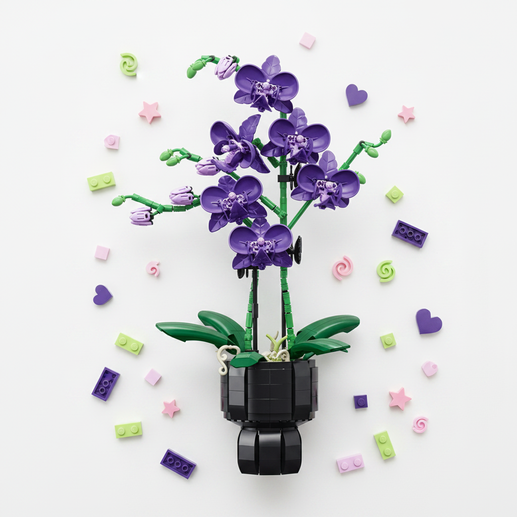 Potted Plant Building Blocks, Creative Orchid, Cymbidium, Eternal Flowers, Simulation Phalaenopsis, DIY Bricks, Toys, Valentine's Day Gift