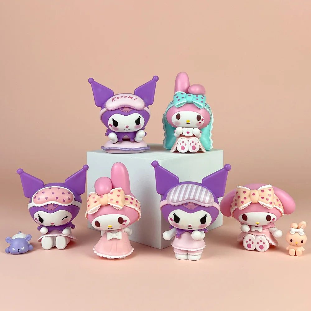Pyjama Sanrio Kuromi My Melody, boîte mystère, figurine anime kawaii mignonne, jouet de collection pour filles,…
