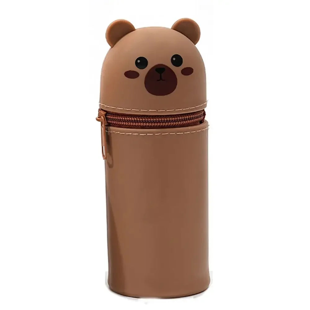 Cartoon Animal Foldable Silicone Pencil Case Flexible Desk Organizer Stationery Storage… – Ours droit – vue 9 | BubuKawaii