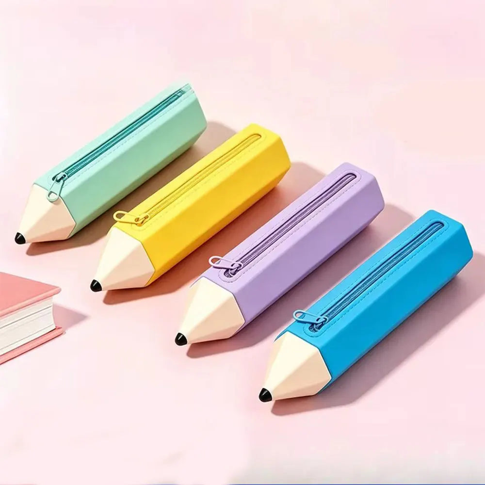 Kawaii Pencil-Shaped Silicone Pencil Case – Large Capacity
