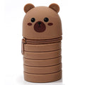 Cartoon Animal Foldable Silicone Pencil Case Flexible Desk Organizer Stationery… – Ours pliable – vue 12 | BubuKawaii