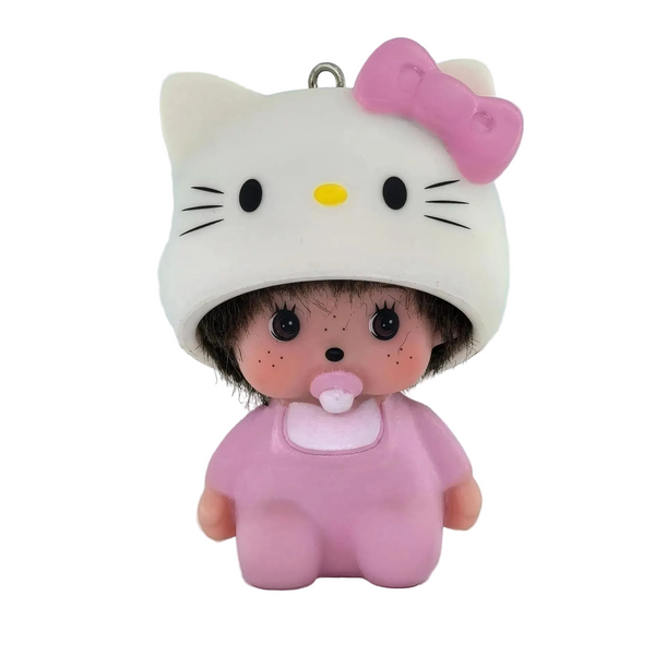 Monchhichi x Sanrio – Hello Kitty & Panda – Figurine Vinyle Porte-Clés | BubuKawaii