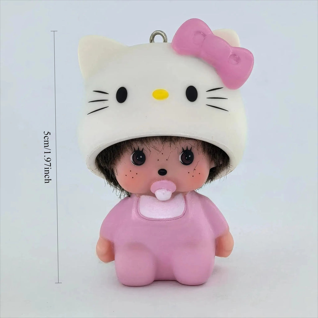 Monchhichi x Sanrio – Hello Kitty & Panda – Figurine Vinyle Porte-Clés – vue 14 | BubuKawaii