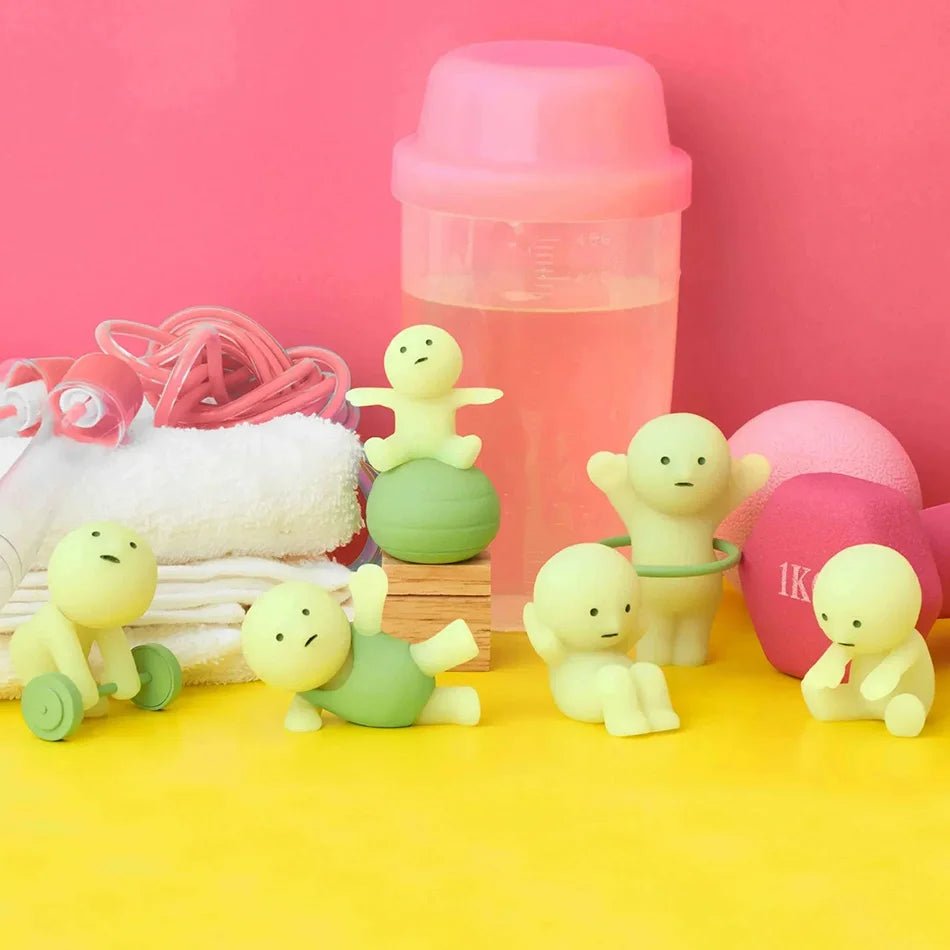 Yoga Room Series: Blind Box Figurine Surprise Gift Box with Multiple Luminous Green Dolls for Decorative Toy