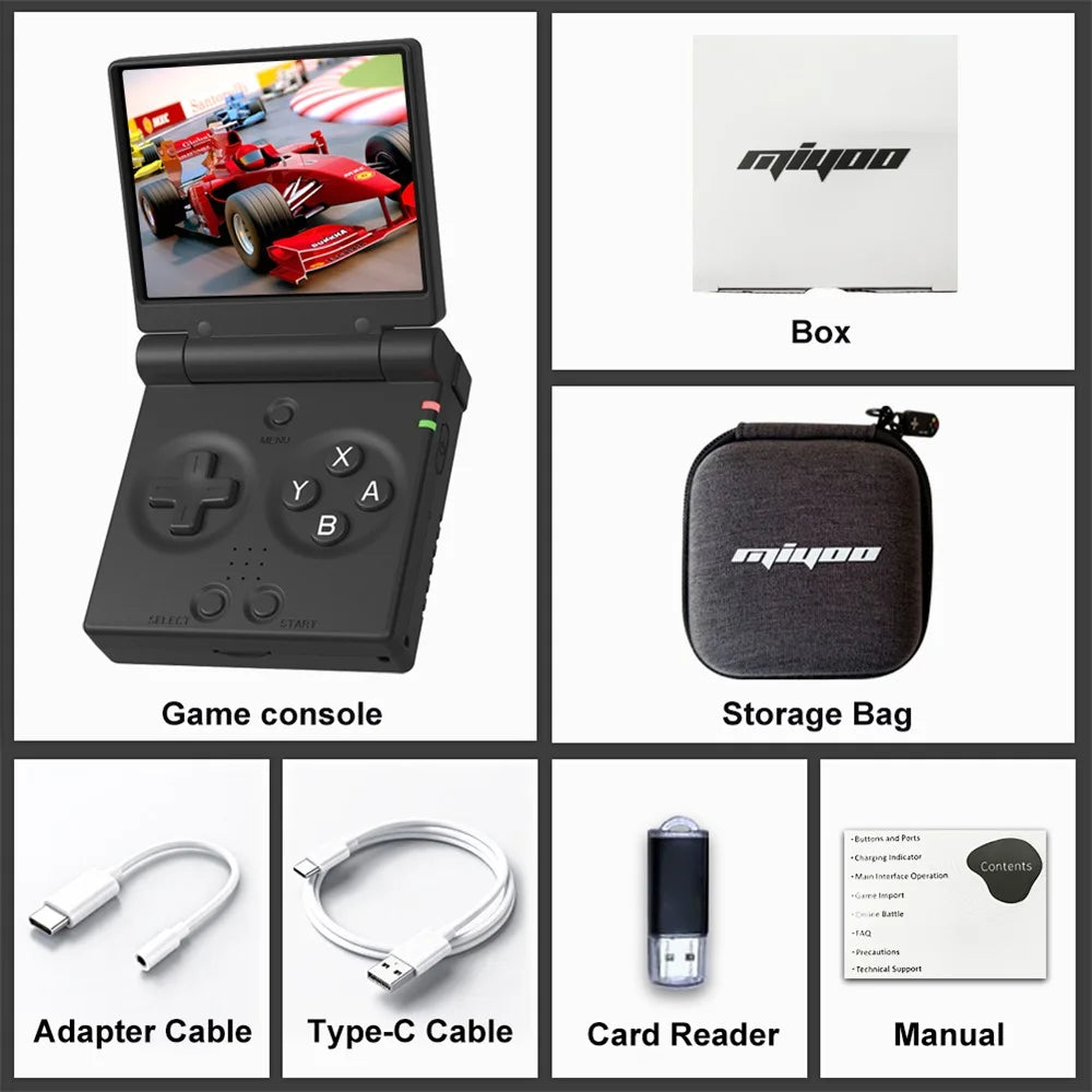 MIYOO Mini Flip Retro Handheld Game Console With New Hinge 2.8''IPS Screen Portable… – Noir 64G / 64G – vue 7 | BubuKawaii