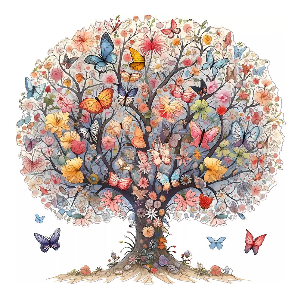 Tree of Life Creative Wooden Puzzle - Irregular fragmented wooden toys - Handmade decorations -… – vue 6 | BubuKawaii