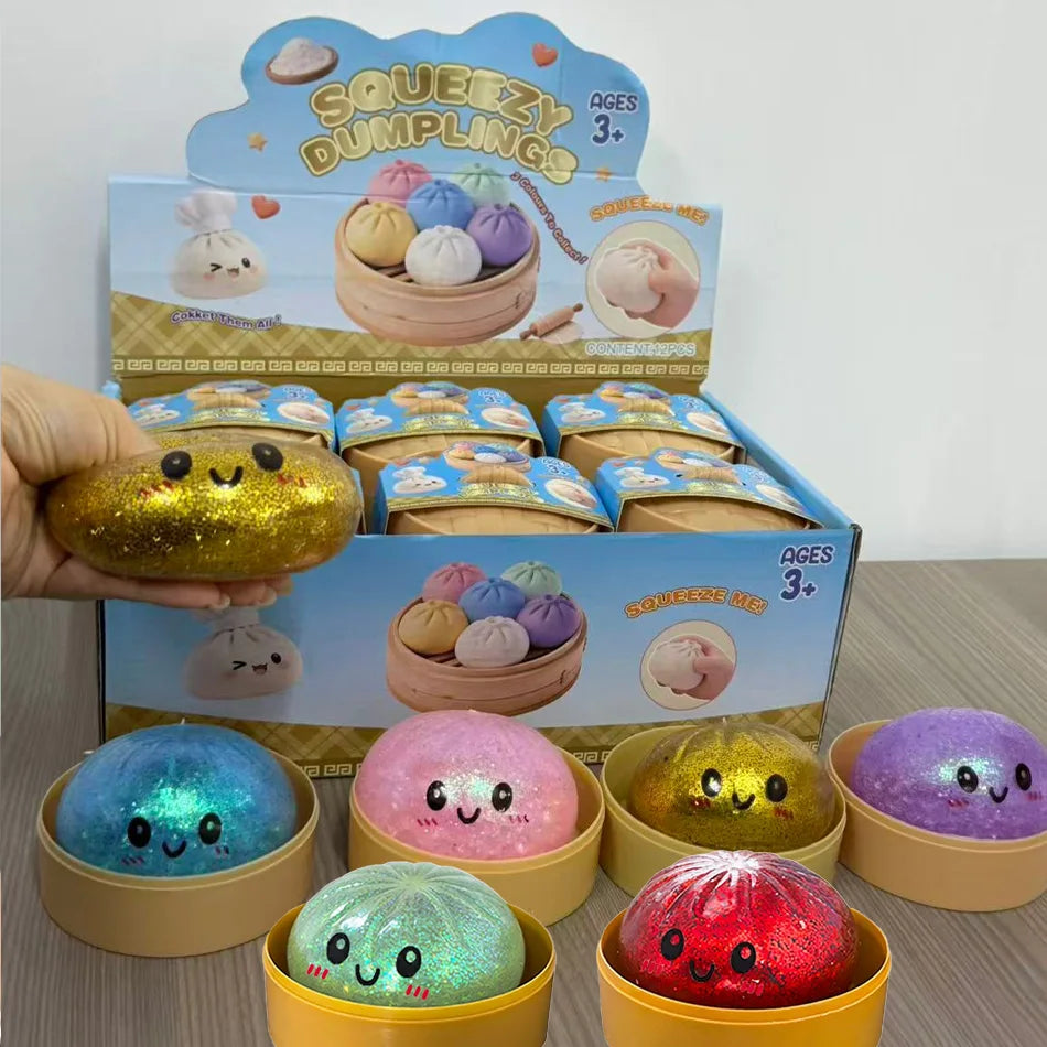 Glitter Dumpling Squishy Anti-Stress – Set of 1 to 12 Pieces